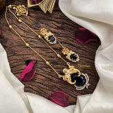 Stylish Dual Elephant Blue AD Stone Pendant Chain-G14526